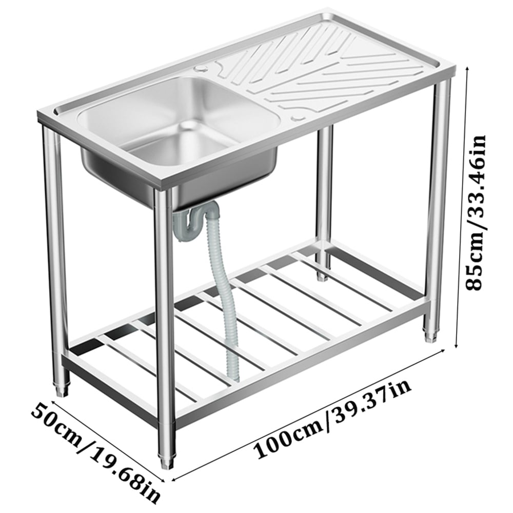 Living and Home 201 Stainless Steel Sink with Drainboard Image 9