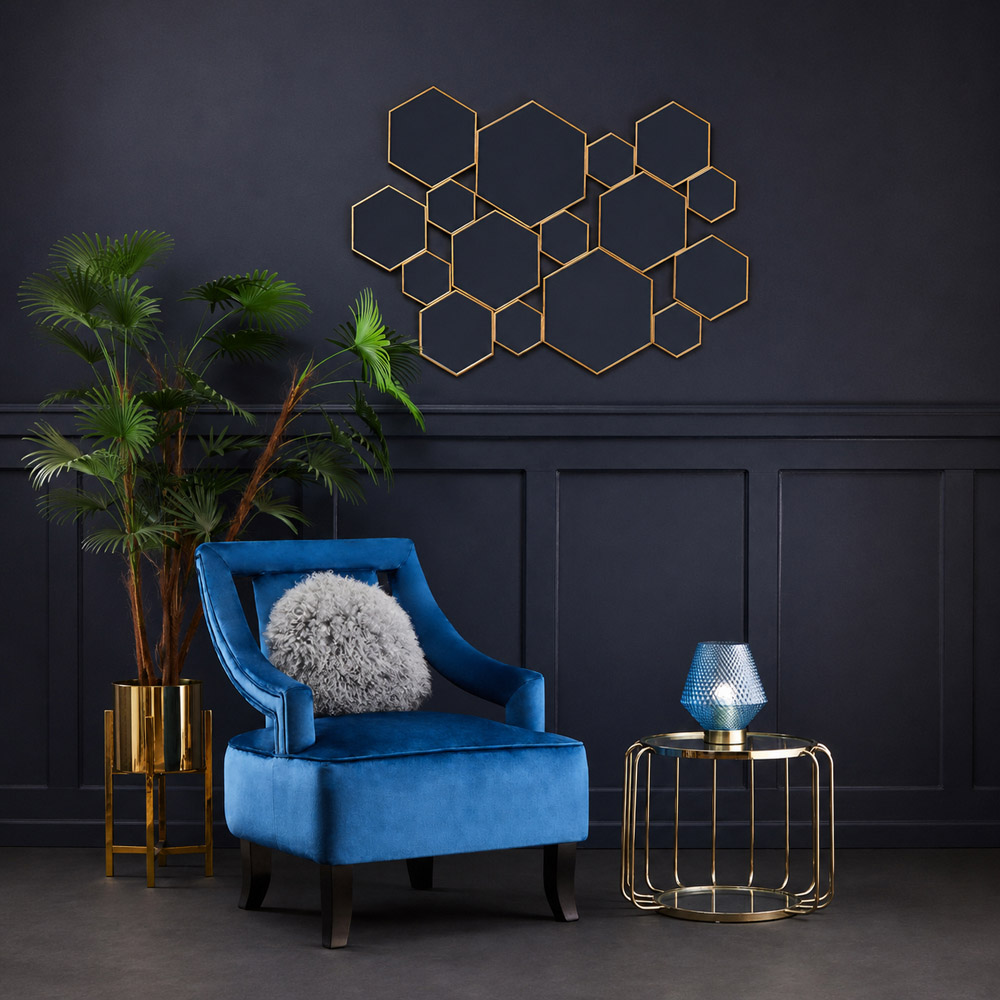 Premier Housewares Oria Warm Gold Metallic Side Table with Glass Top Image 3