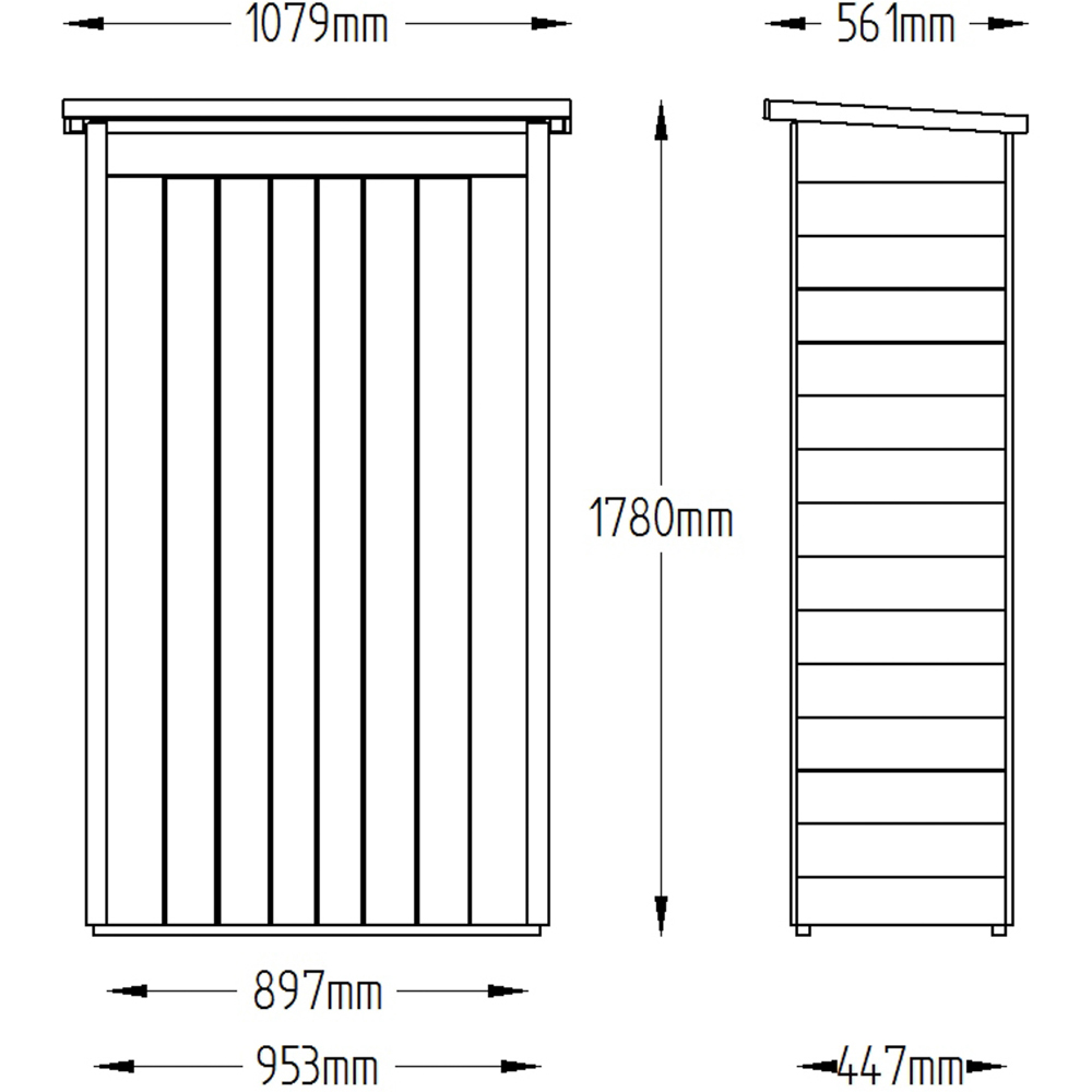 Forest Garden 1.4 x 3.1ft Pressure Treated Tall Pent Garden Storage Image 9