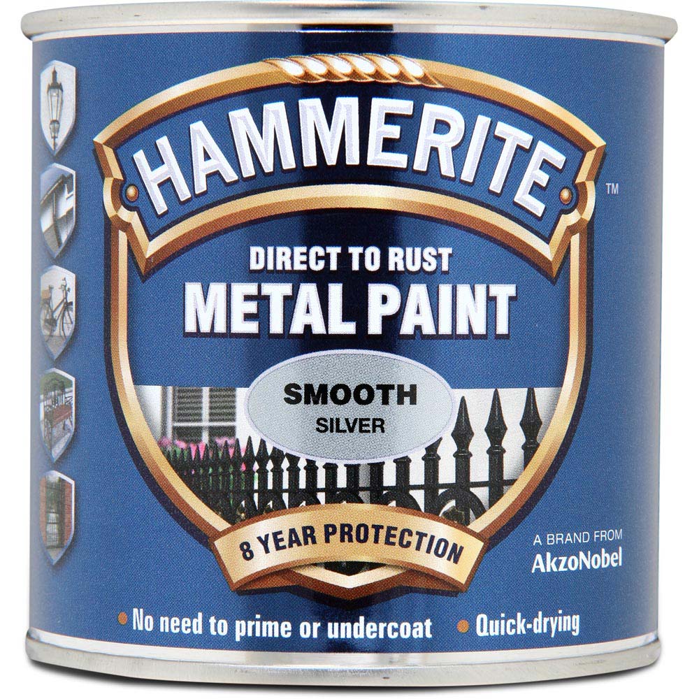 Hammerite Direct to Rust Silver Smooth Metal Paint 250ml Image 2