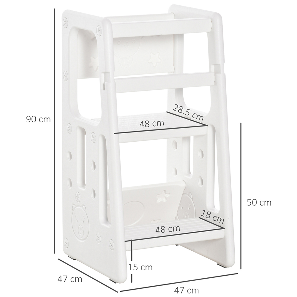 Playful Haven White Kids Adjustable Platform Kitchen Stool Image 7