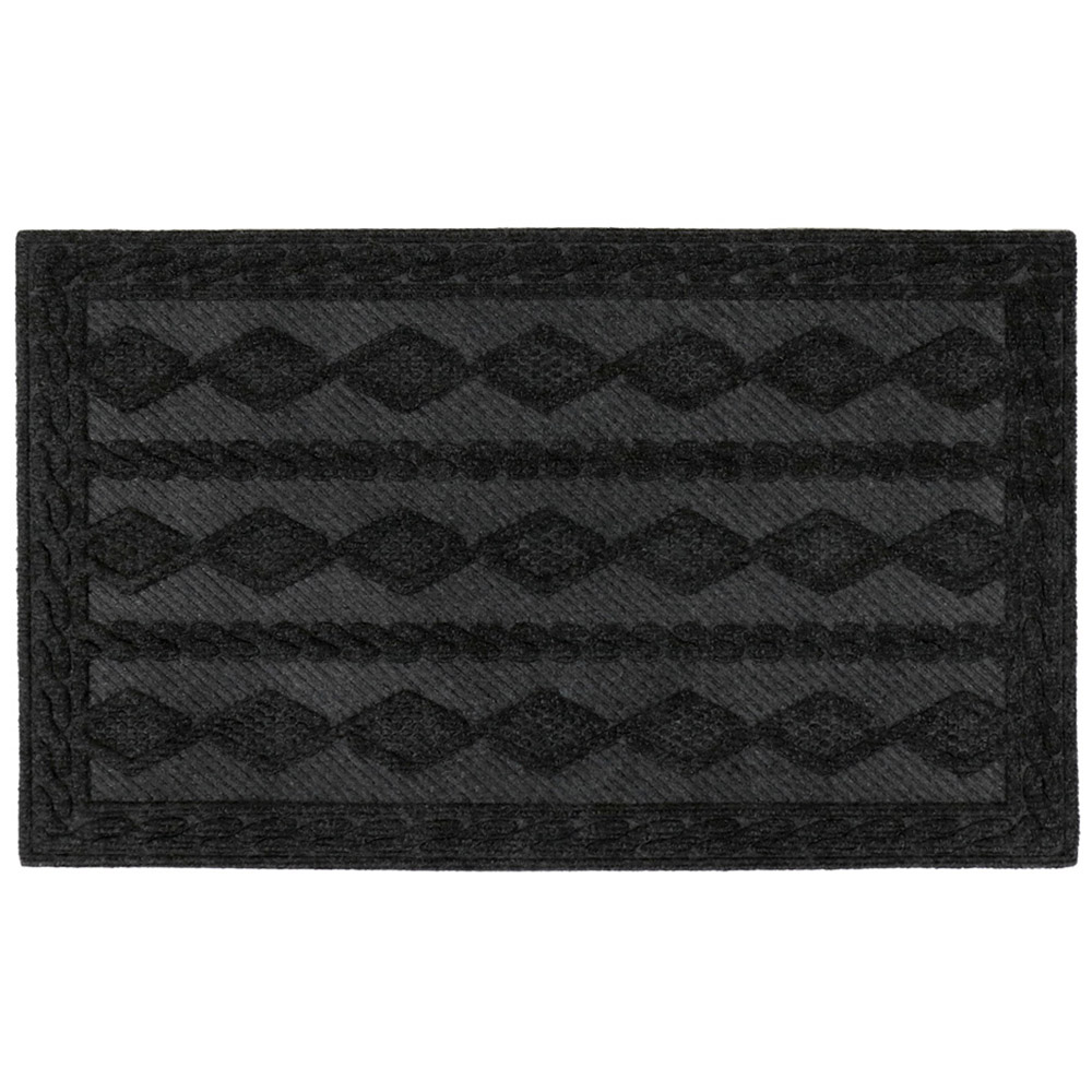 JVL Charcoal Knit Indoor Scraper Doormat 40 x 60cm Image 1