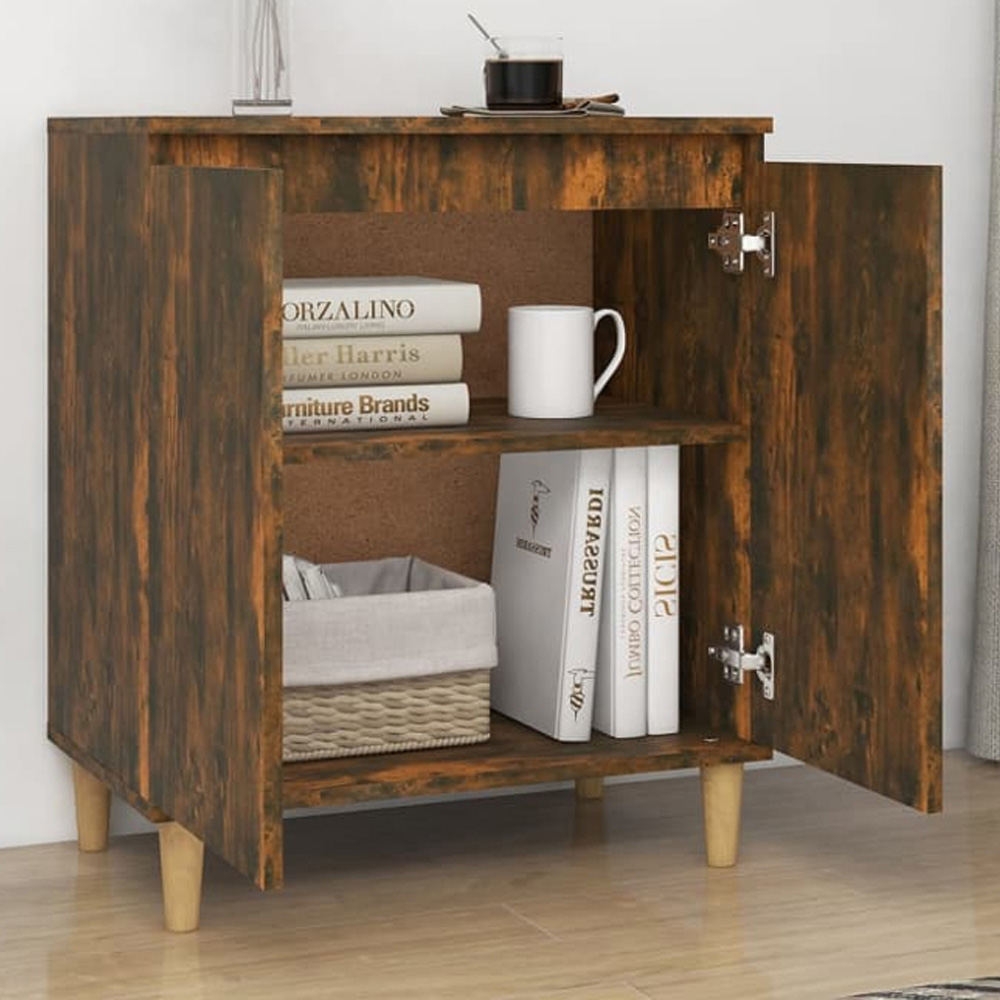 vidaXL 2 Door Smoked Oak Sideboard with Wooden Legs Image 1