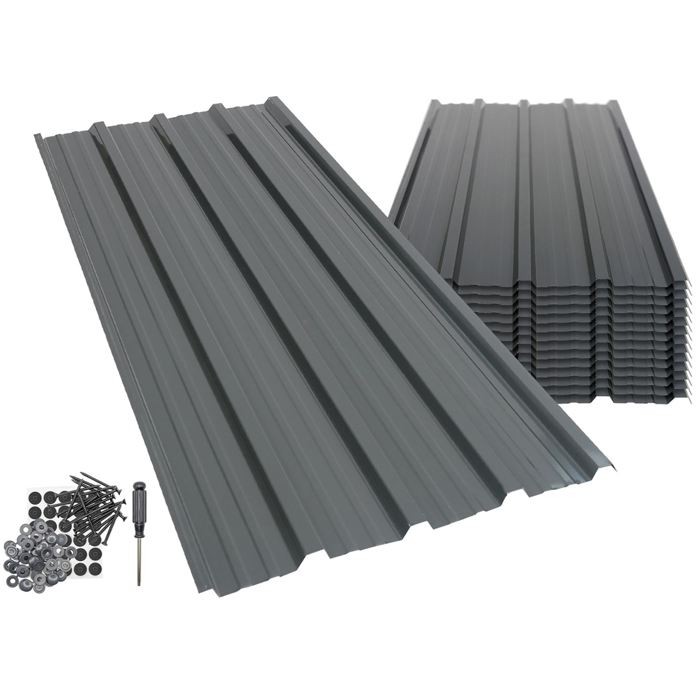 Harbour Housewares Anthracite Corrugated Metal Roofing Sheet 110 x 46cm 14 Pack Image 3