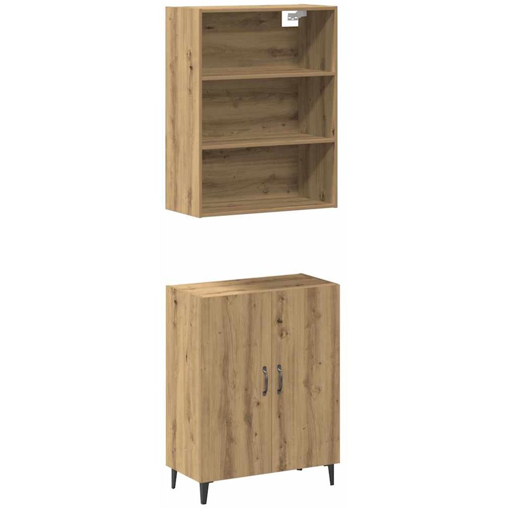 vidaXL 2 Door Artisan Oak Sideboard with 3 Shelf Wall Cabinet Image 2