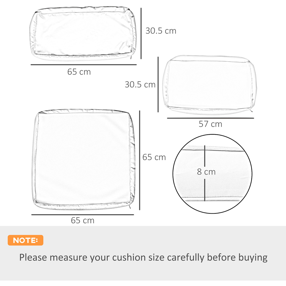 Outsunny Black Polyester Rattan Garden Lounge Set Replacement Cover 14 Pack Image 7