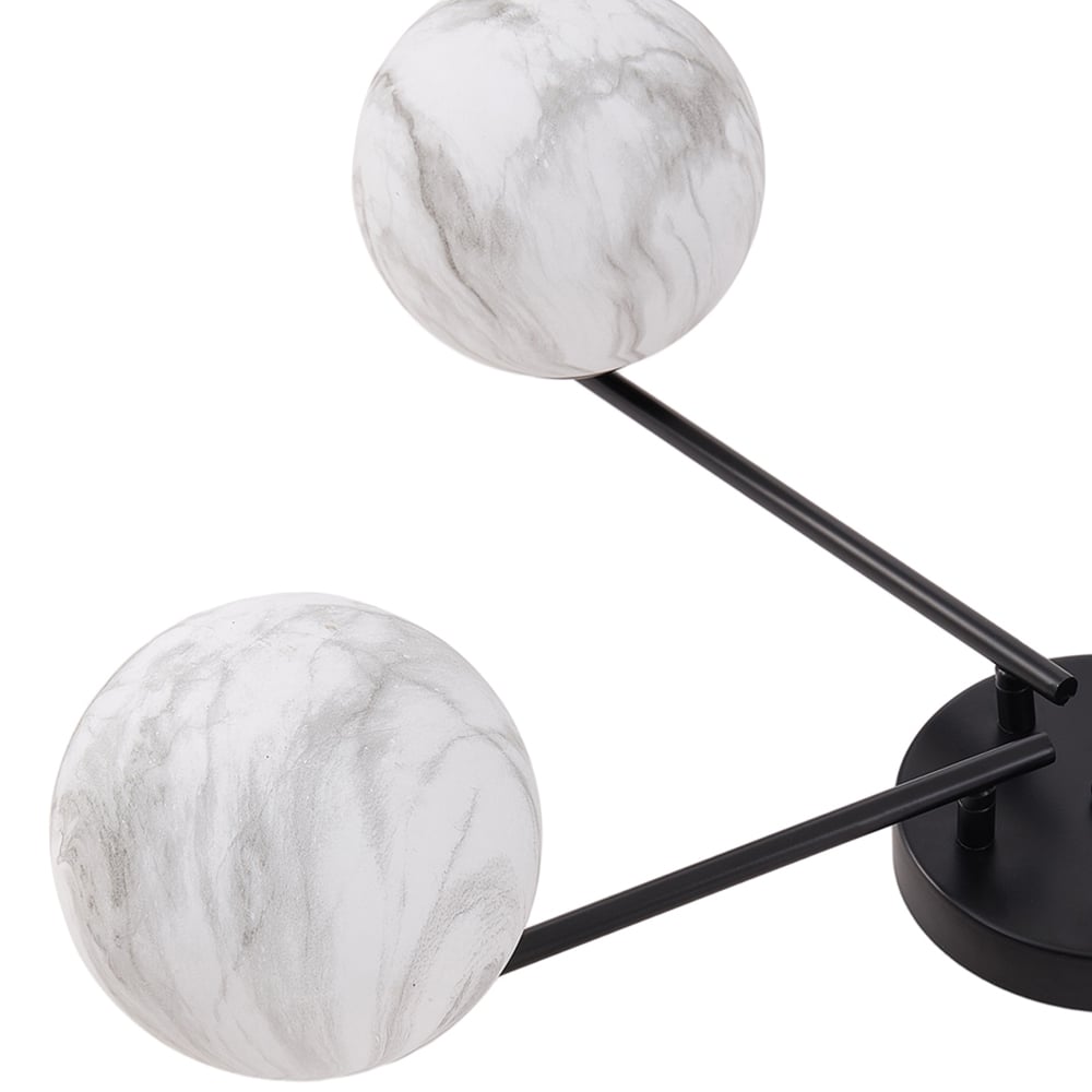 Living and Home Screw E27 Black and White 5 Light Marble Glass Semi Flush Mount Ceiling Light Image 5