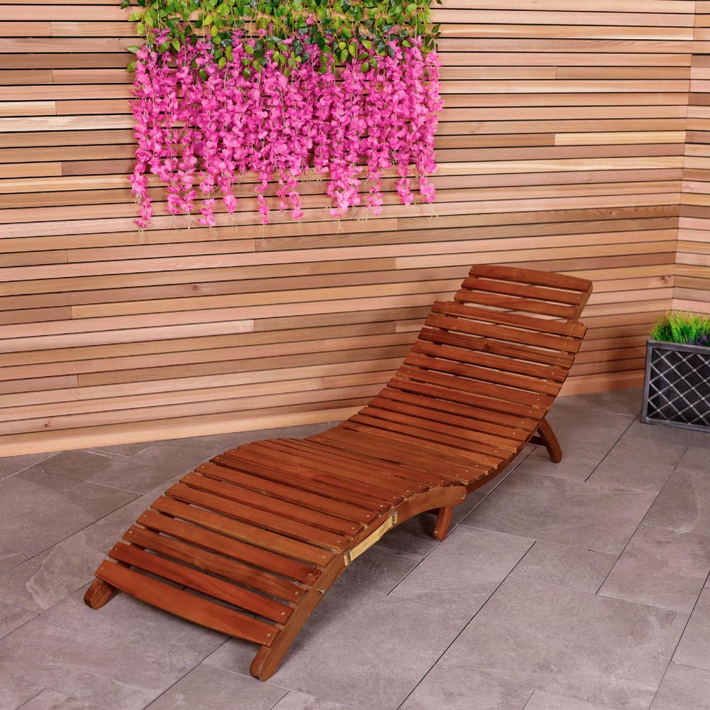 Charles Bentley FSC Acacia Folding Curved Sun Lounger Image 7