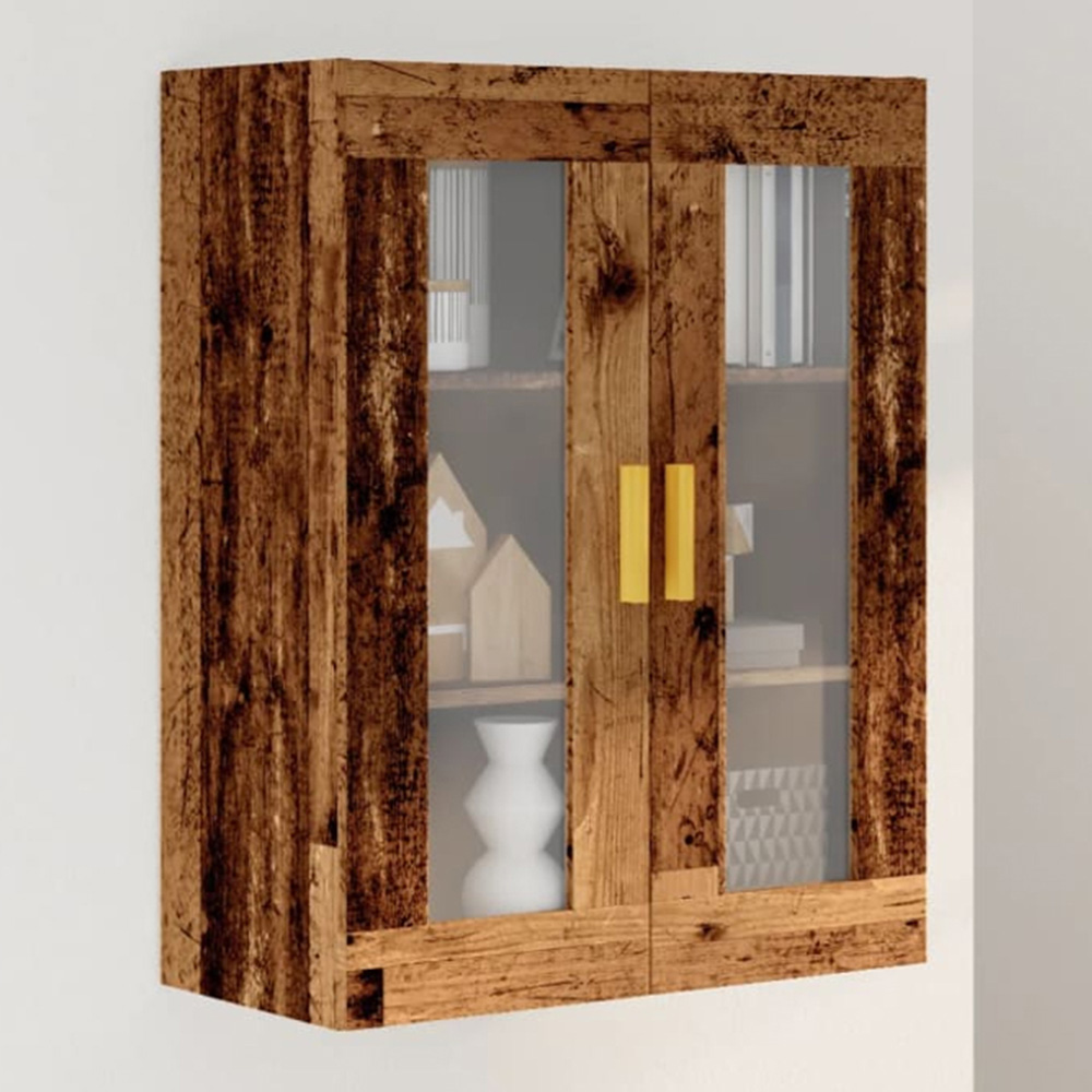 vidaXL 2 Door 3 Shelf Old Wood Hanging Wall Cabinet Image 1