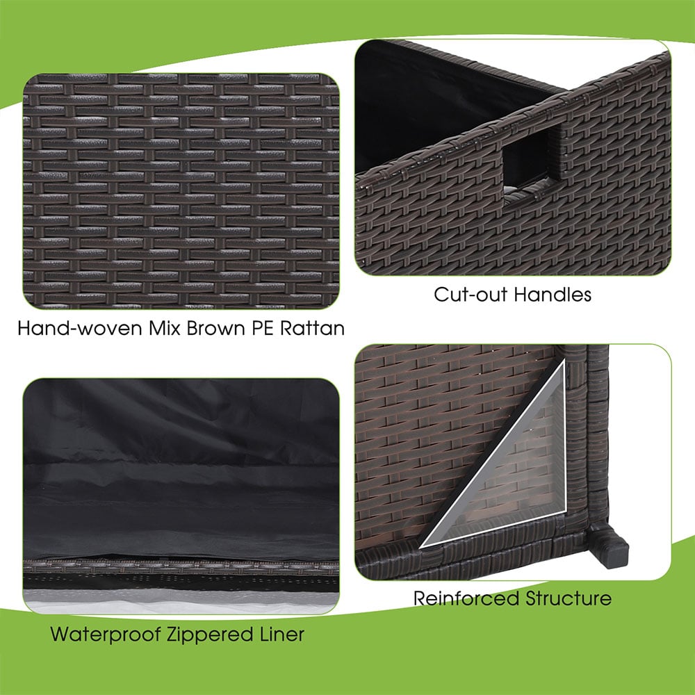 Costway Patio Storage Bench with Cushion 128L Image 6