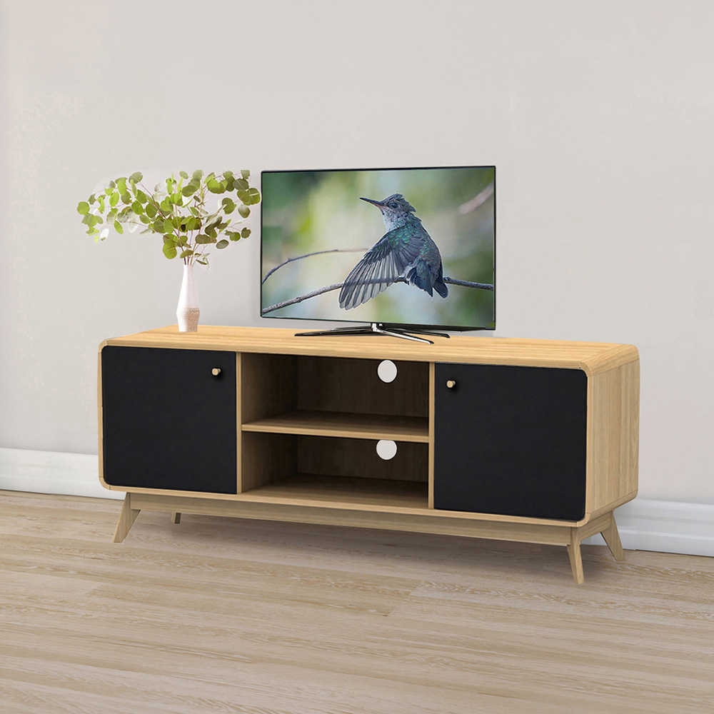 Loft24 Cassie 2 Door 2 Shelf Black Oak TV Stand Image 6