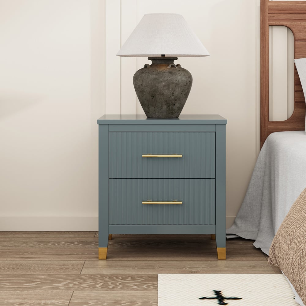 Biasi 2 Drawers Grey Bedside Table Image 6
