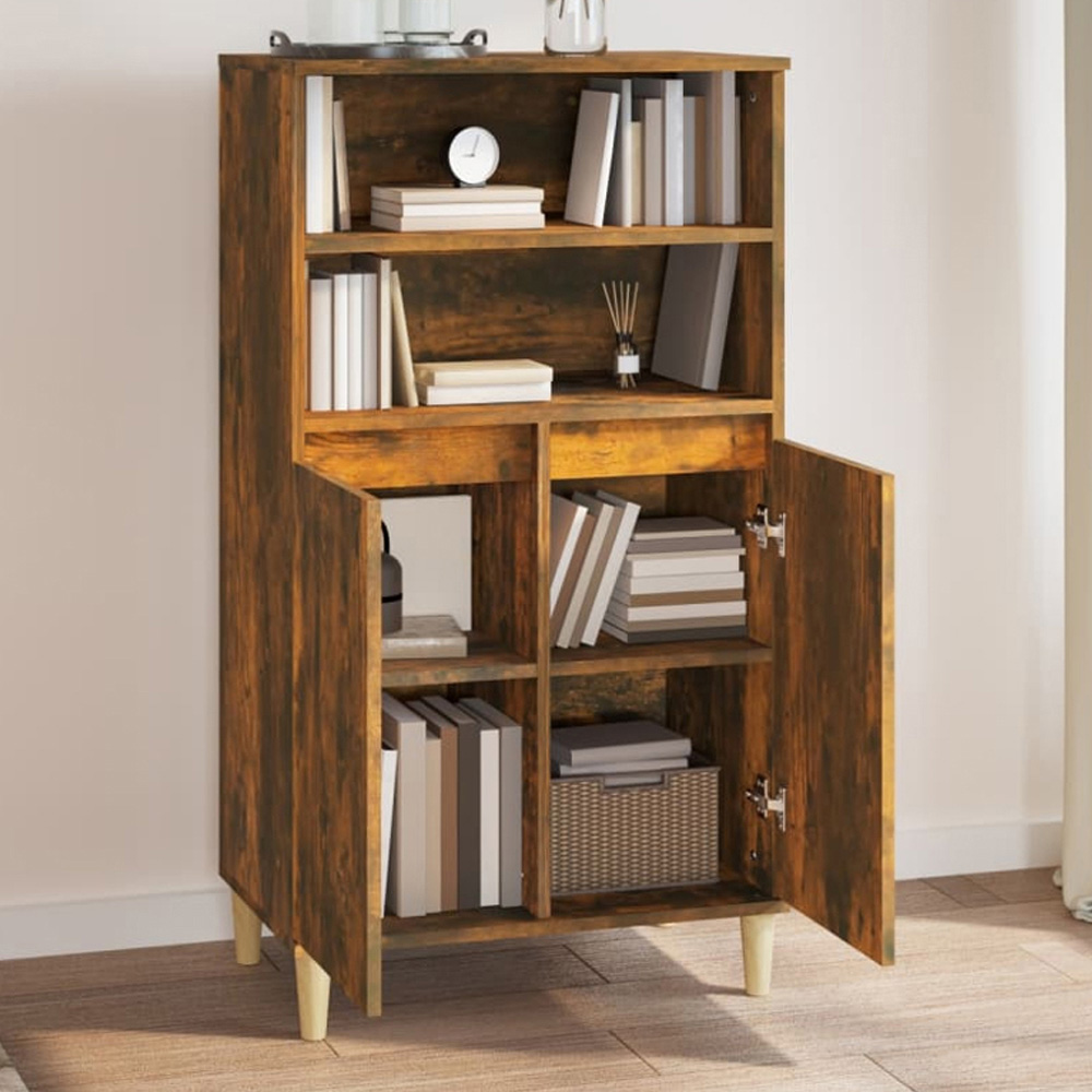 vidaXL 2 Door 2 Shelf Smoked Oak Highboard Image 1