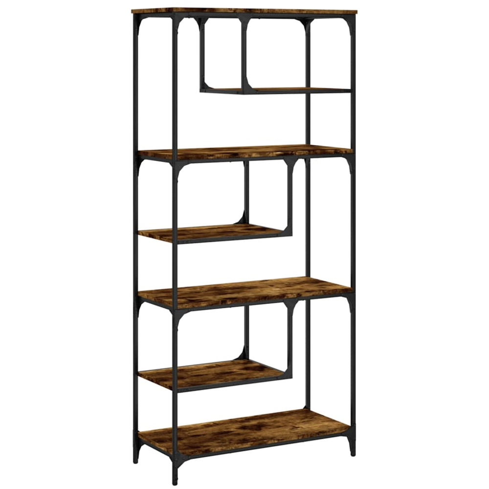 vidaXL 6 Shelf Smoked Oak Bookcase Image 6