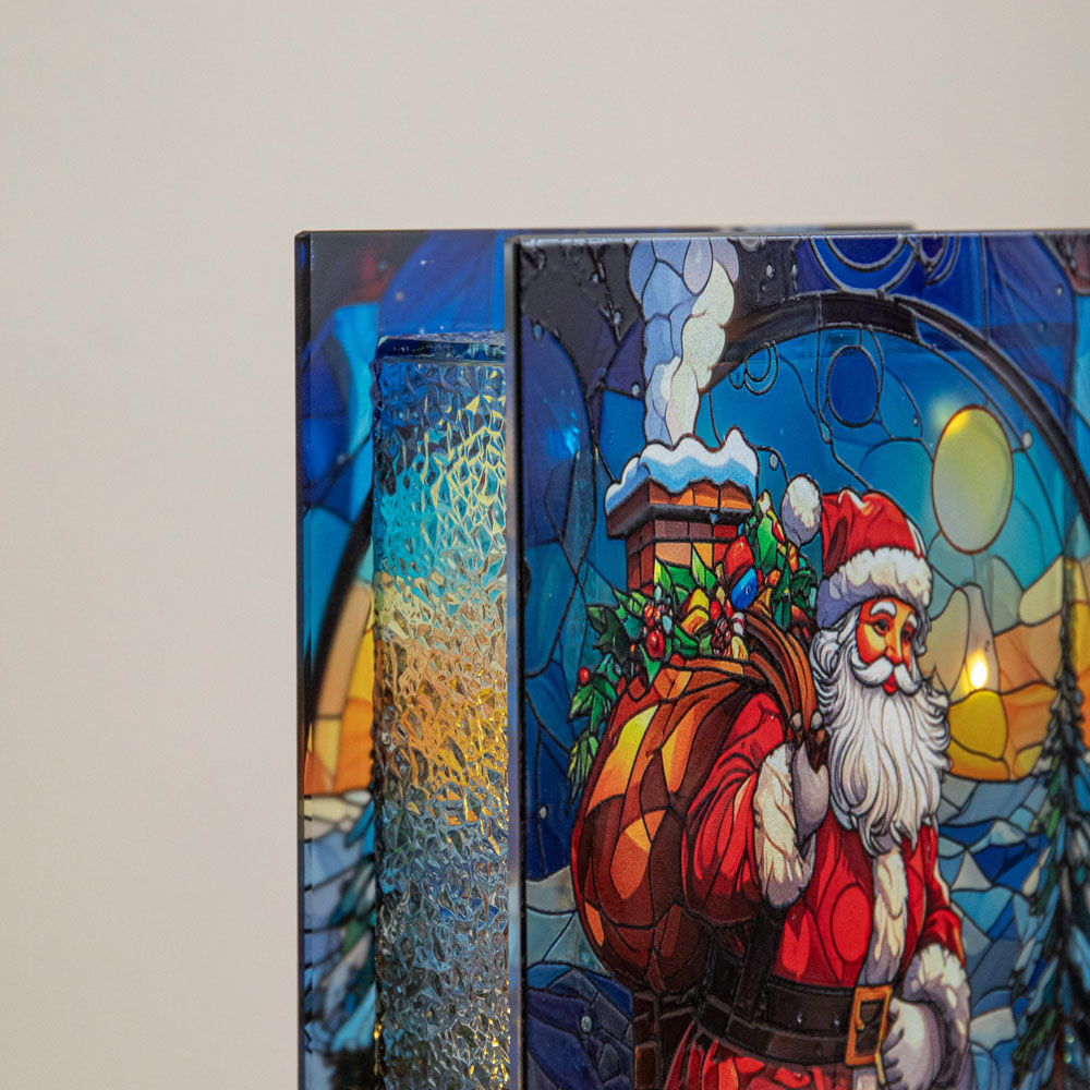 Samuel Alexander Light Up Stained Glass Santa on Chimney Christmas Decoration 21 x 13cm Image 5