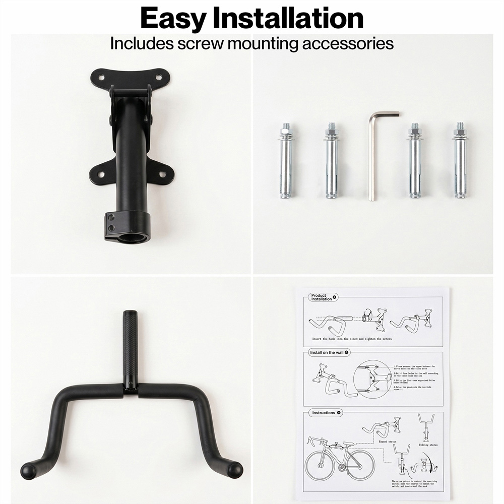 Monvelo Black Foldable Bike Wall Mount Rack Image 7