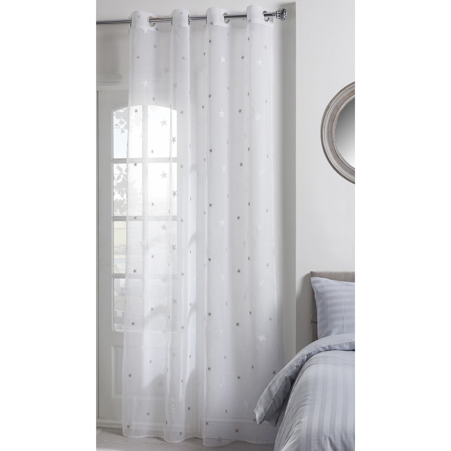 Estella Embroidered Star Voile - Grey Image