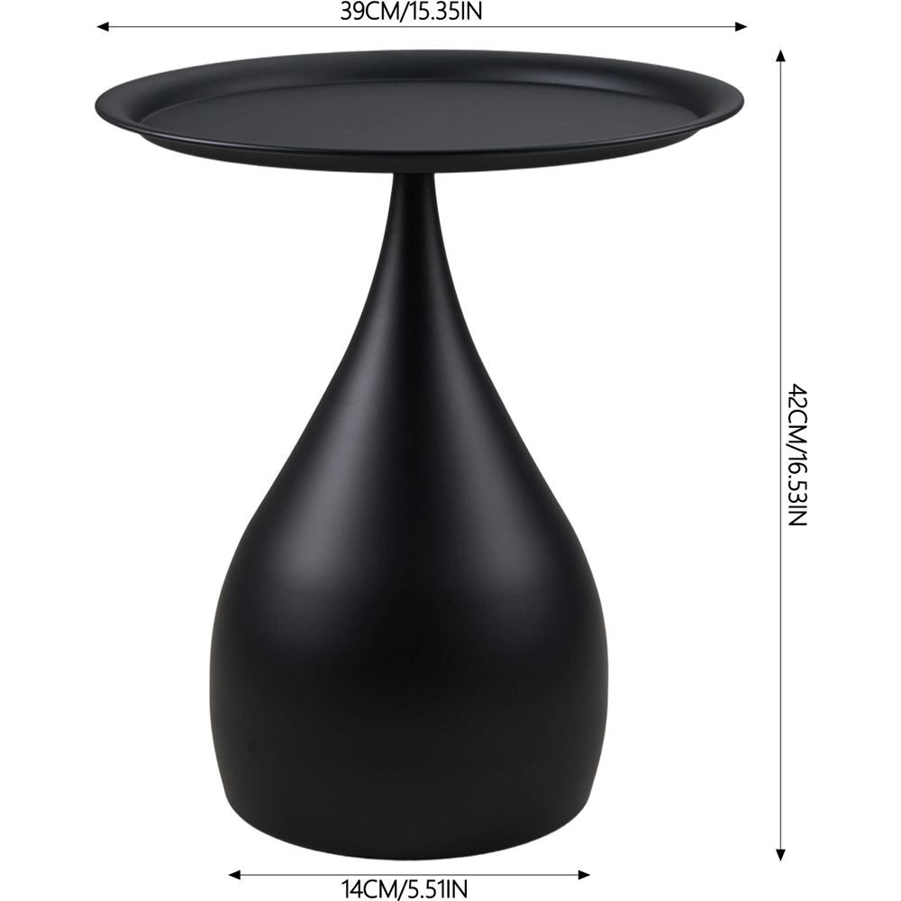Living and Home Black Round Raised Edge Side Table Image 9