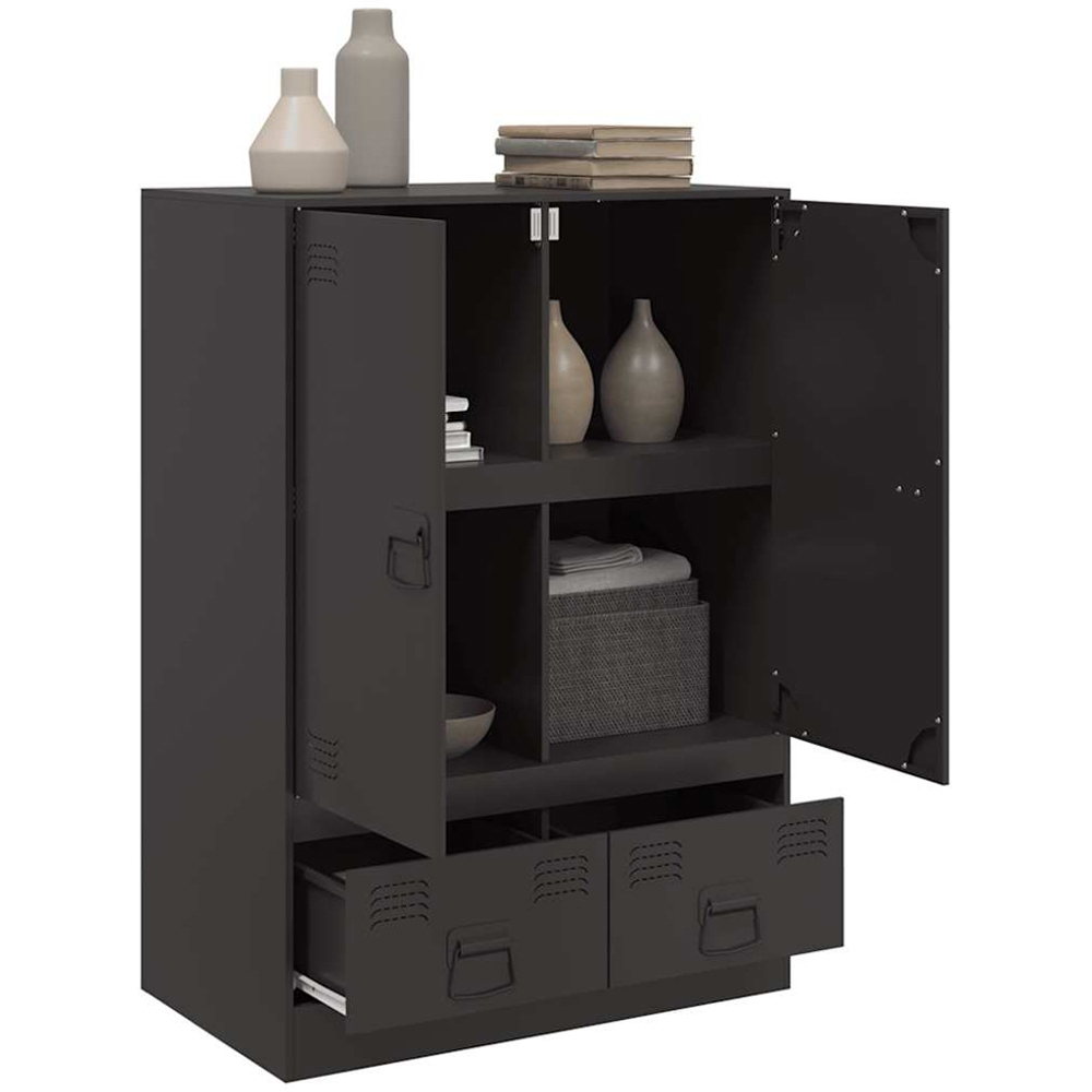 vidaXL 2 Door 2 Drawer Black Steel Highboard Image 5