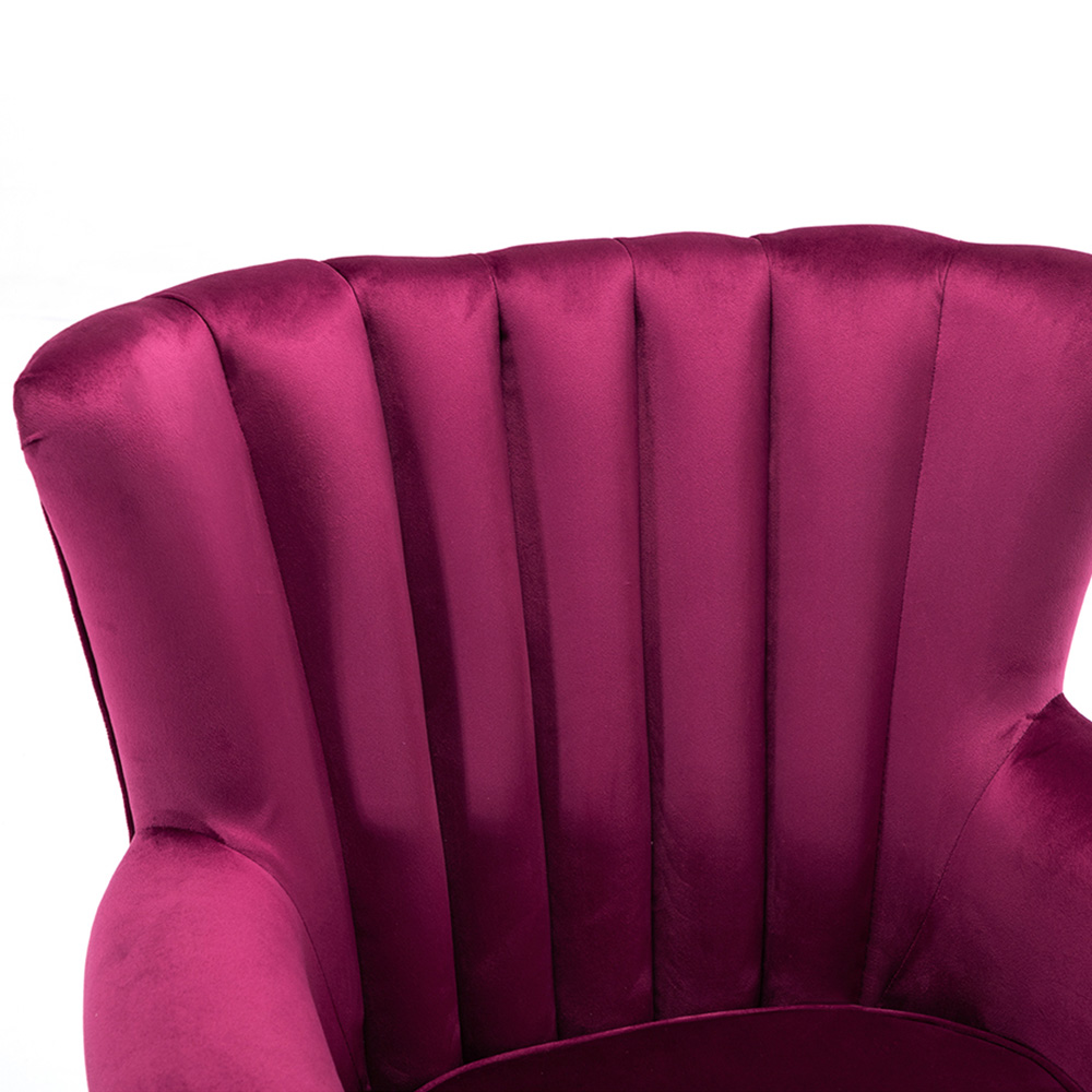 Living and Home Vintage Wine Red Velvet Wingback Armchair with Studs Image 4