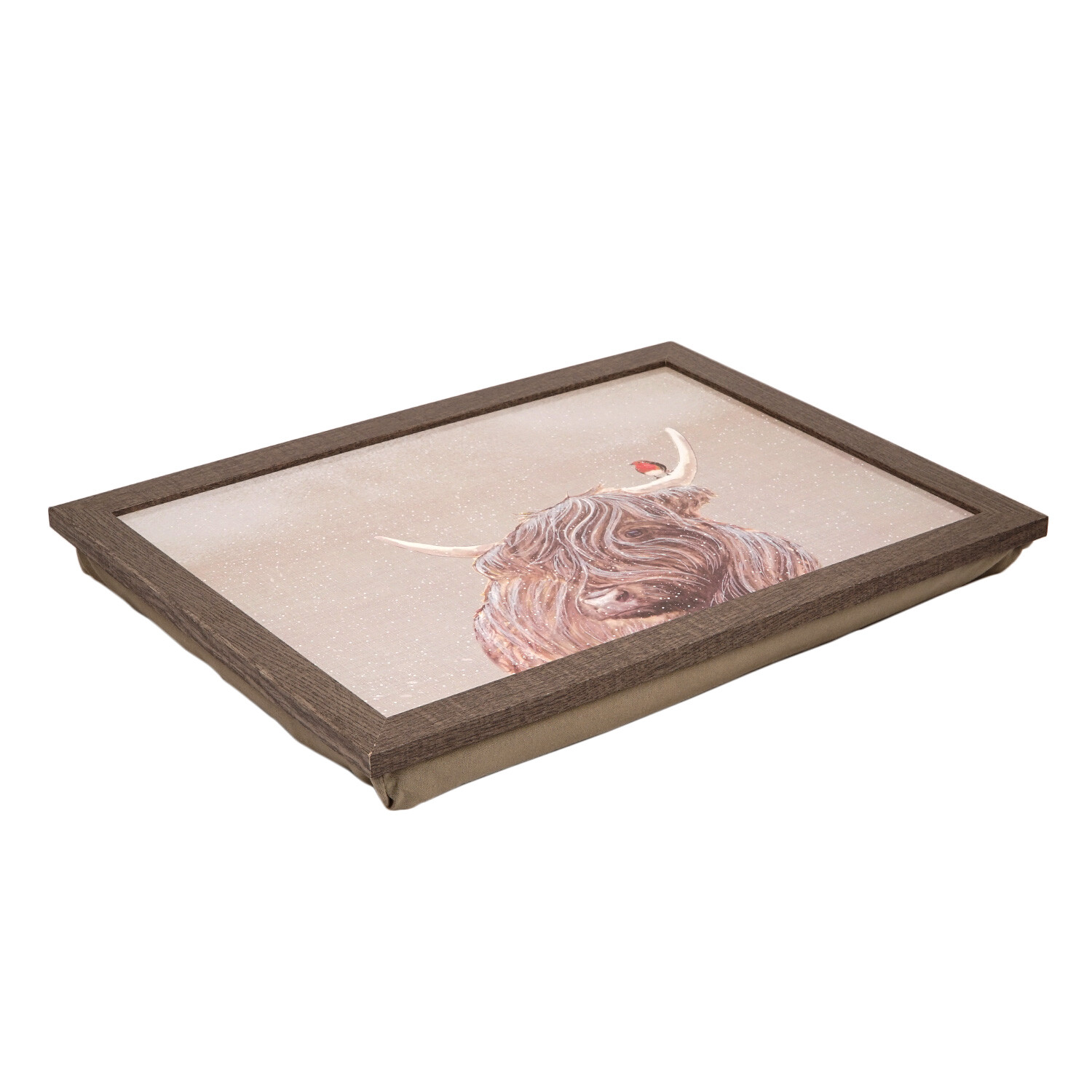 Christmas Highland Cow Lap Tray - Brown Image 1