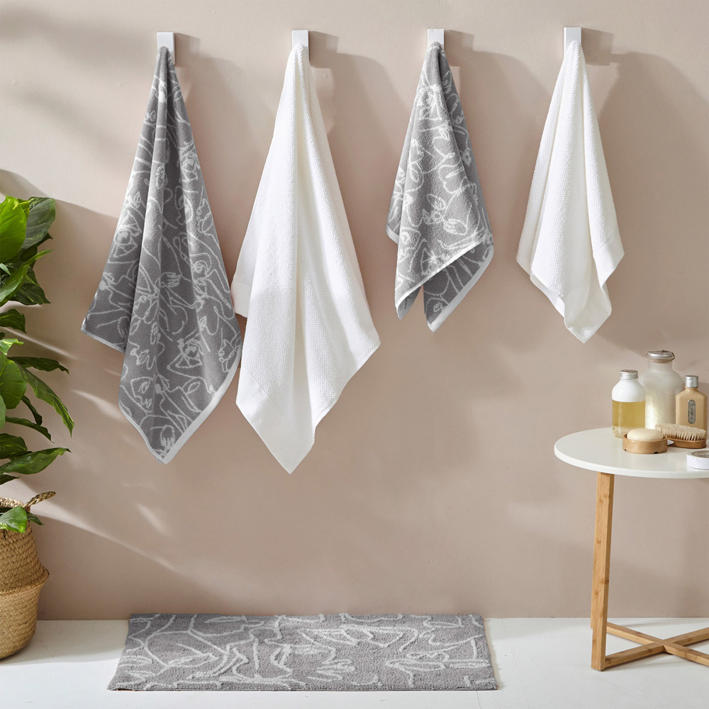 furn. Everybody Turkish Cotton Jacquard Grey Towel Bundle Set of 4 Image 6
