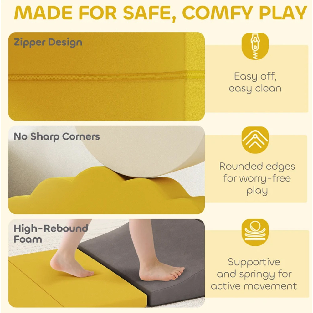 AIYAPLAY Yellow Kids Foam Climbing Blocks Soft Play Set 7 Piece Image 8