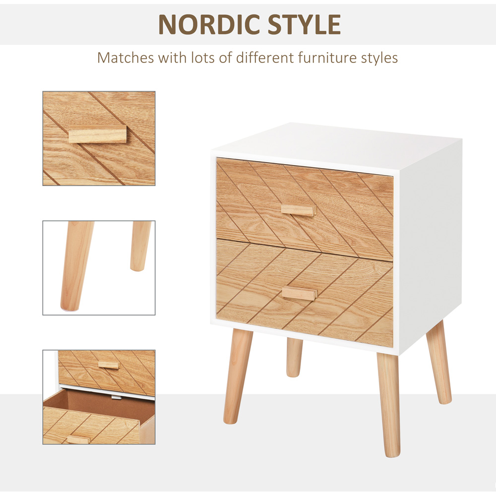 Portland Nordic 2 Drawers White Wooden Side Cabinet Image 5