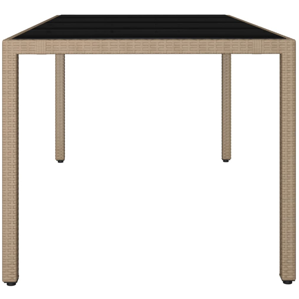 vidaXL 6 Seater Beige Polyrattan Tempered Glass Tabletop Garden Table Image 4