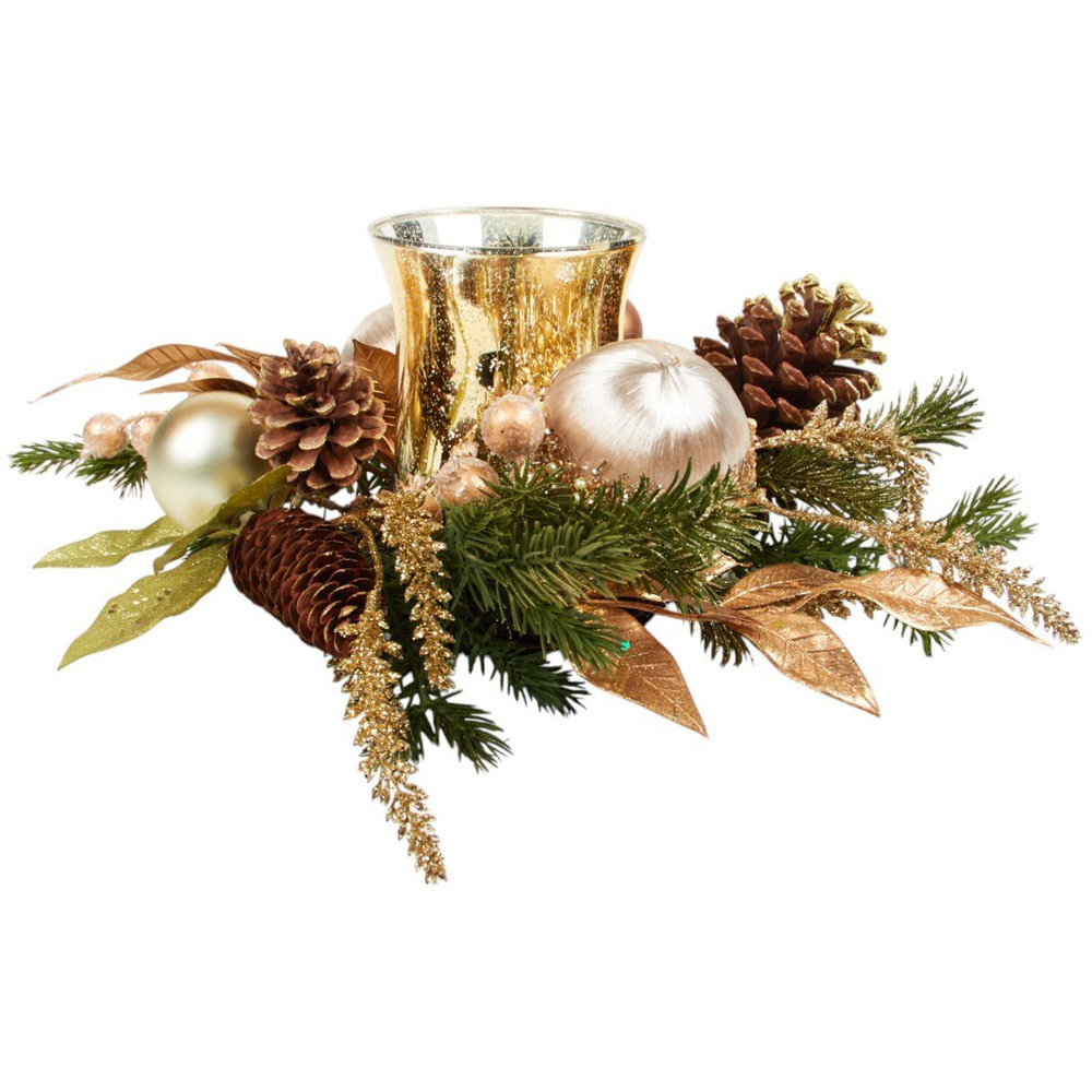 Pinecone and Bauble Candle Ring Gold Image 3