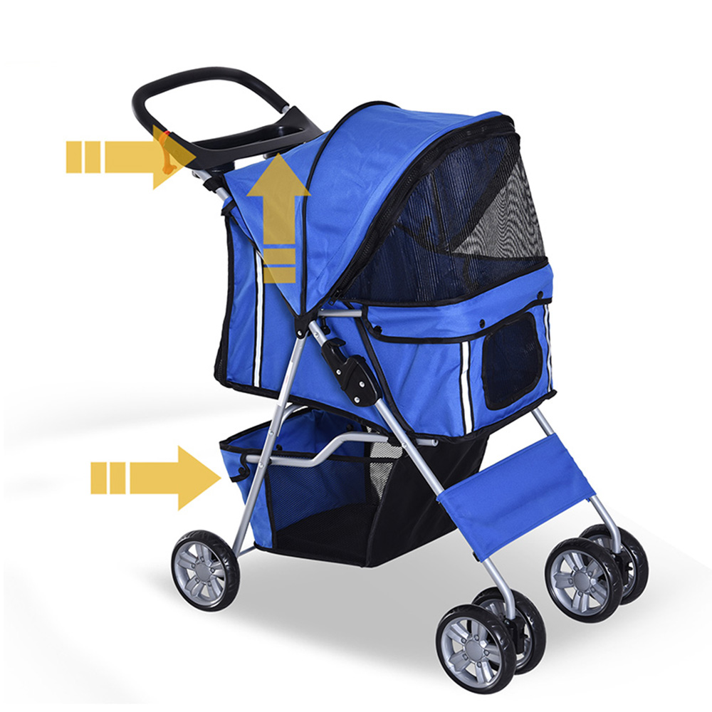 PawHut Pet Stroller With Basket Blue Image 5
