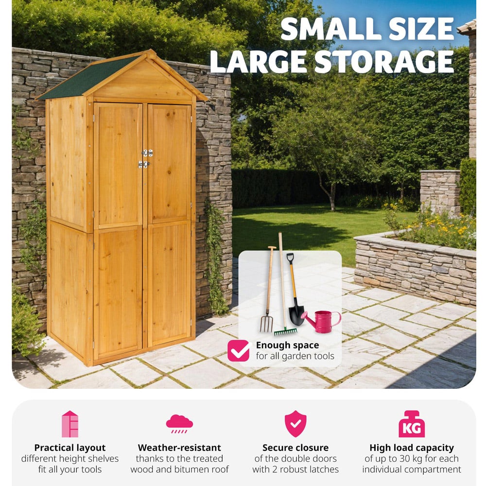 tectake Brown Garden Shed with Pitch Roof Image 4