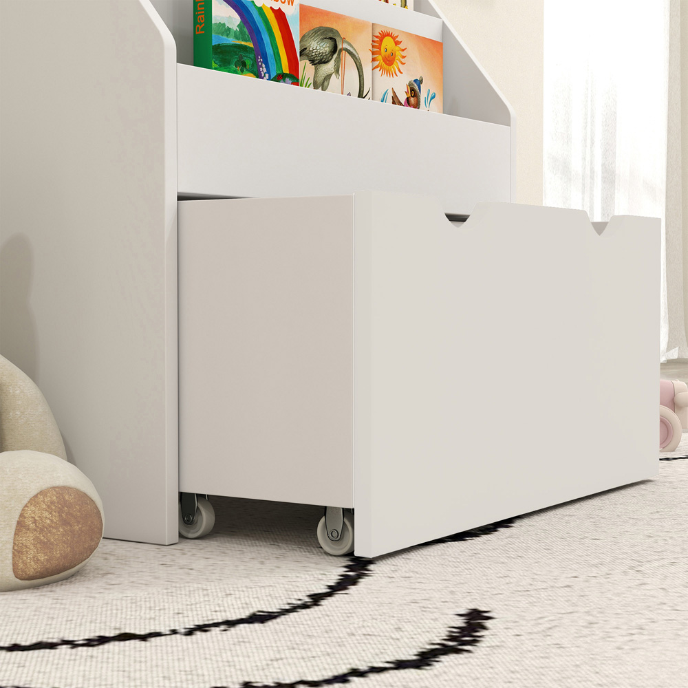 AIYAPLAY Single Drawer 3 Shelf White Kids Bookshelf Image 3