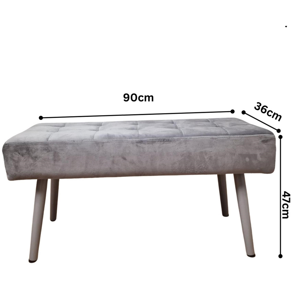Kosy Koala 4 Seater Wood and Velvet Dining Table Set with Benches Black and Grey Image 8