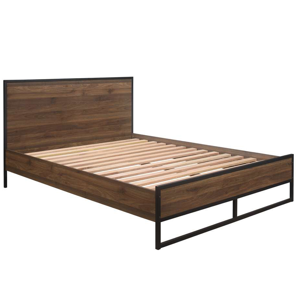 Houston Double Walnut Wood Effect Bed Image 2