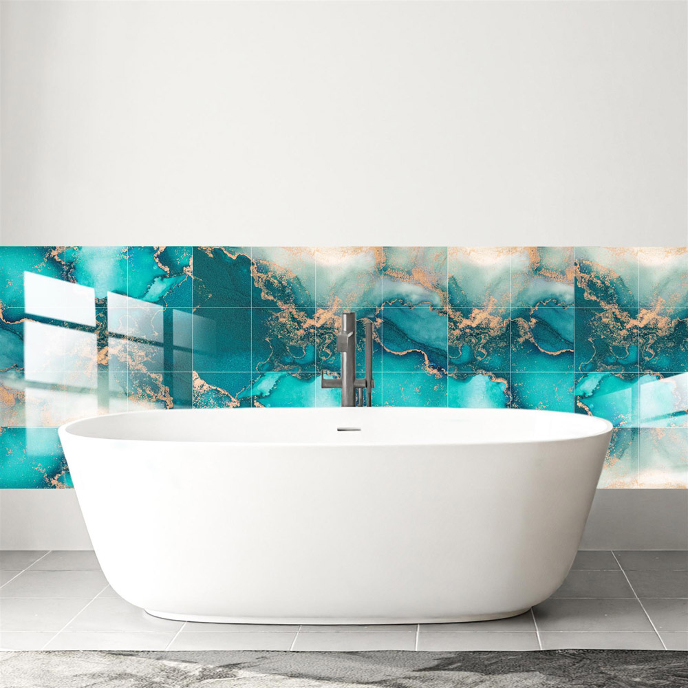 Walplus Marble Stone Mediterranean Ocean Blue Tile Sticker 24 Pack Image 3