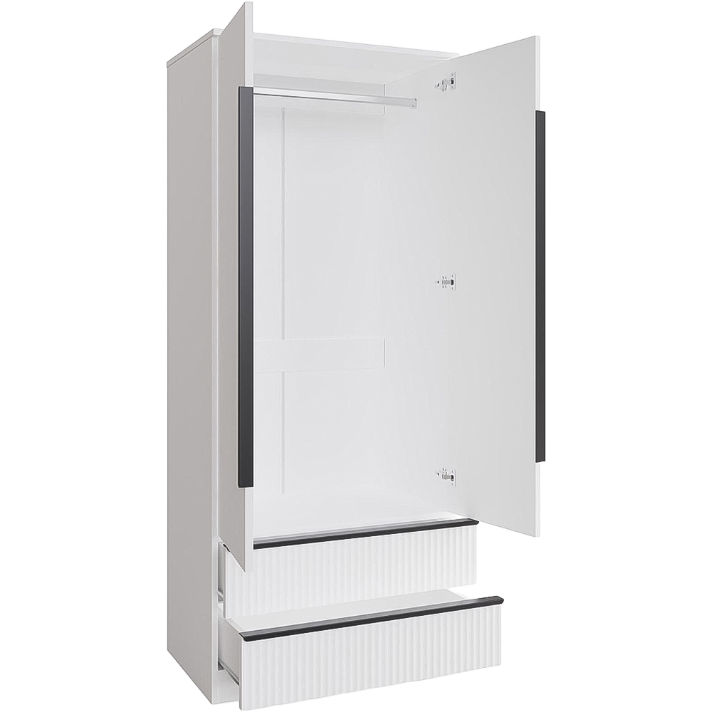 FWStyle Lania 2 Door 2 Drawer White Scalloped Ripple Effect Combination Wardrobe Image 3