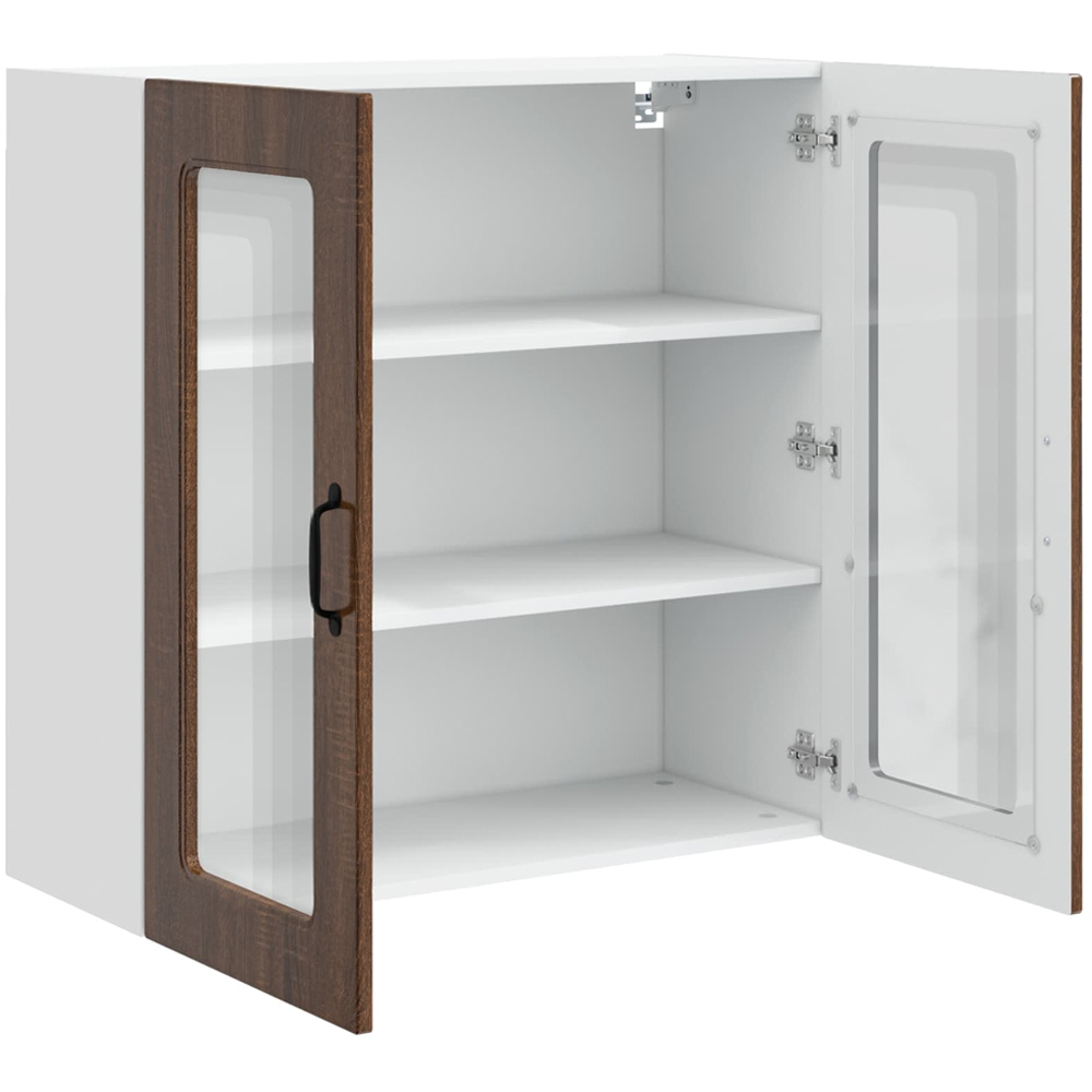 vidaXL 2 Glass Door Brown Oak Kitchen Wall Cabinet Image 5
