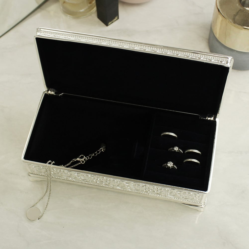 Personalised Memento Personalised Classic Antique Silver Plated Jewellery Box Image 3