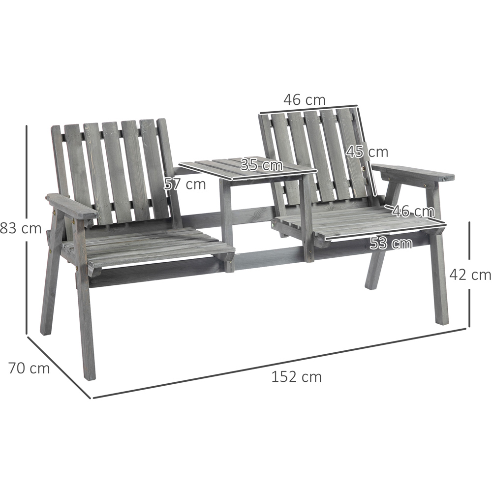 Outsunny Antique Grey Wooden Garden Companion Seat Image 8