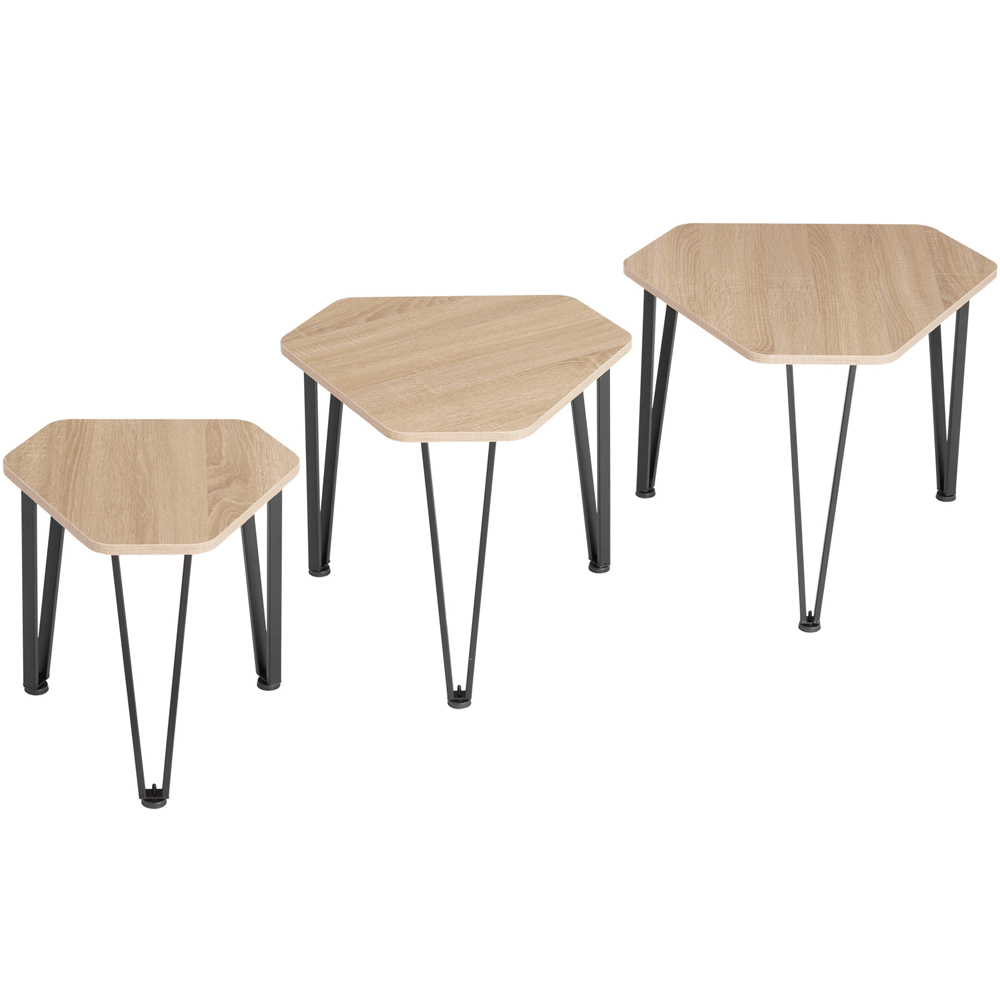 tectake Torquay Oak Sonoma Nesting Coffee Table Set of 3 Image 3