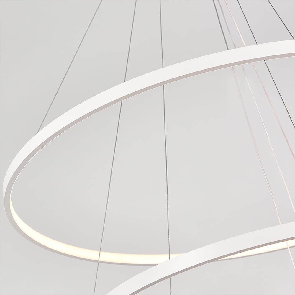 Living and Home 31 inch White 3 Tiered Pendant Ceiling Light with Remote Image 6