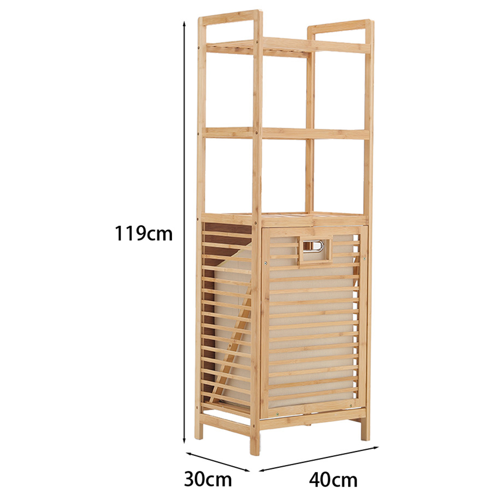 Living And Home Bamboo Laundry Hamper Basket with Liner Bag, Burlywood Image 8