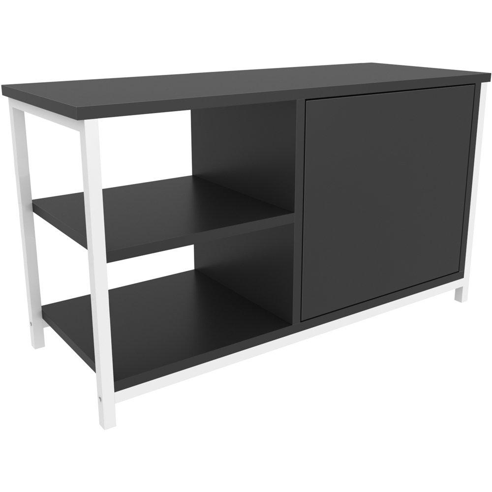 Decorotika Muskegon Single Door and 2 Open Shelf White and Anthracite TV Unit Image 3