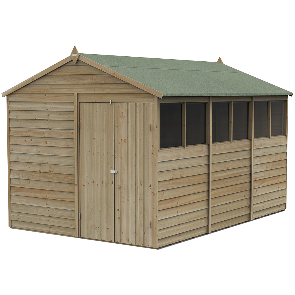 Forest Garden 4LIFE 8 x 12ft Double Door 6 Windows Apex Shed Image 1