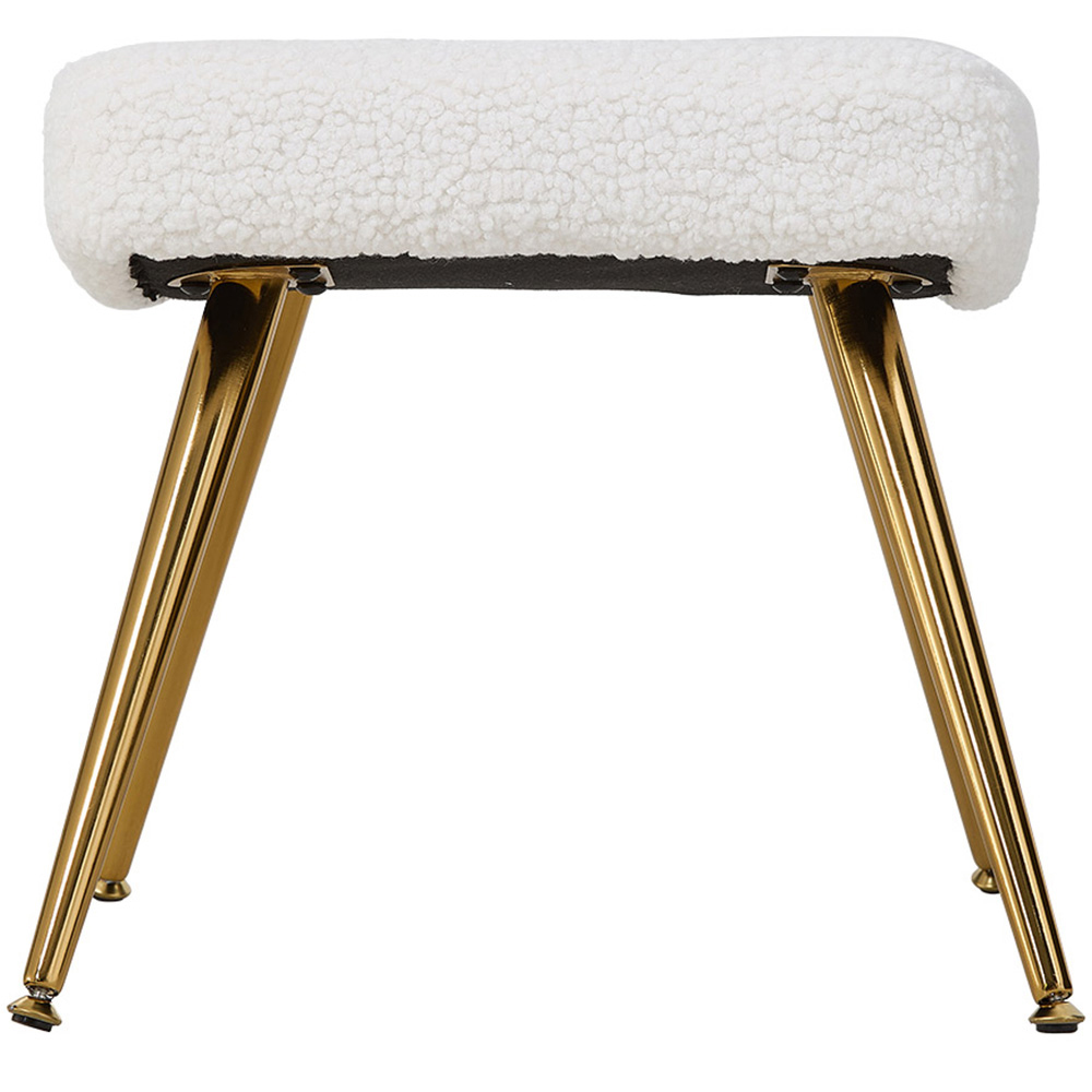 Living and Home White Sherpa Fleece Accent Chair with Footstool Image 3