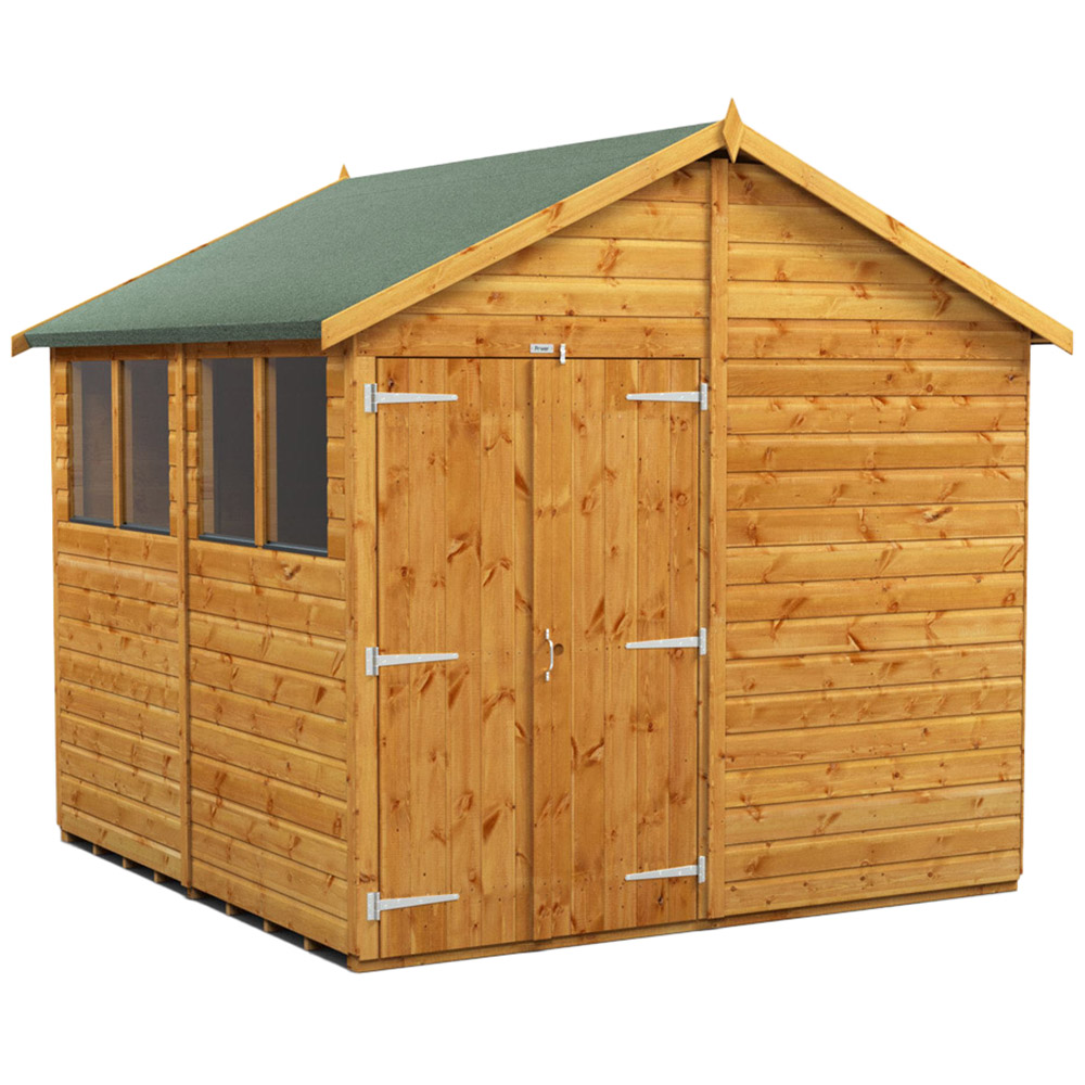Power Sheds 8 x 8ft Double Door Apex Wooden Shed with Window Image 1