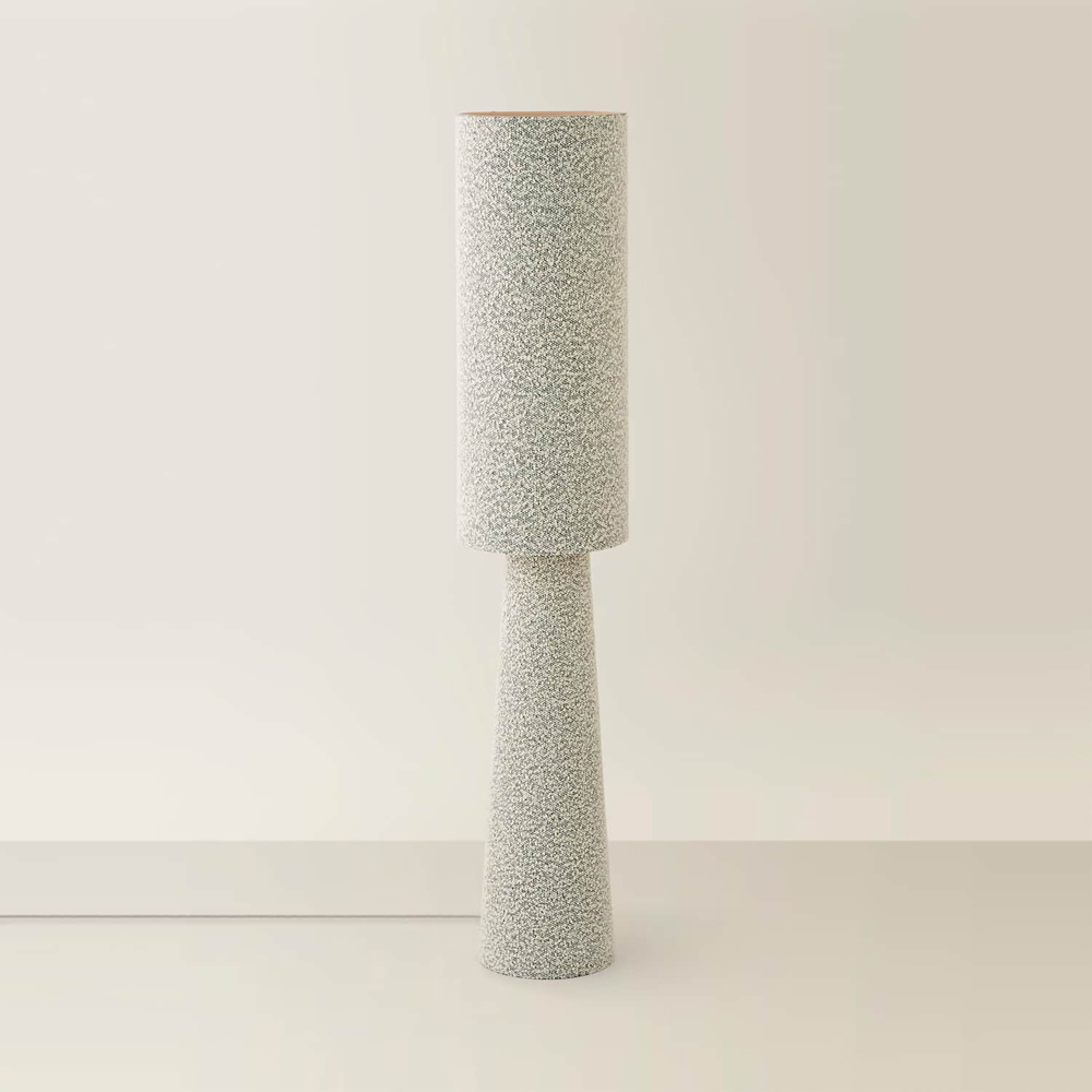 ValueLights Ash Grey Fleck Boucle Midi LED Floor Lamp with Bulb Image 4