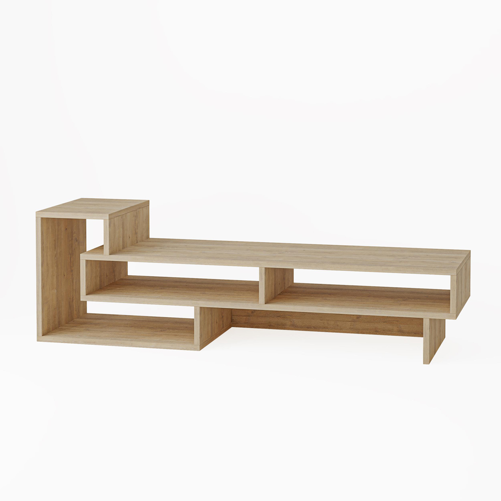 Decortie Tetra Oak Multimedia Centre TV Unit with Shelves Image 3