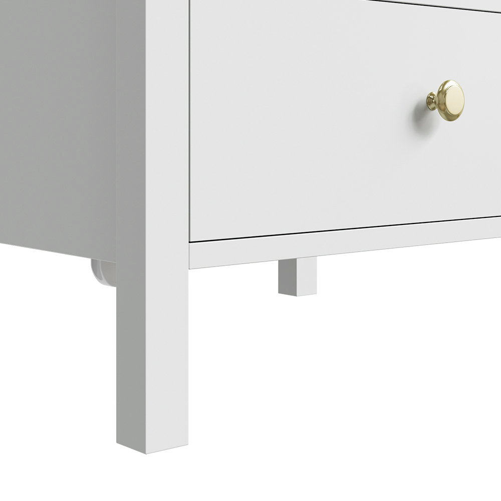 Living and Home 2 Drawer Single Shelf White Modern Bedside Table with Power Strip Set of 2 Image 4
